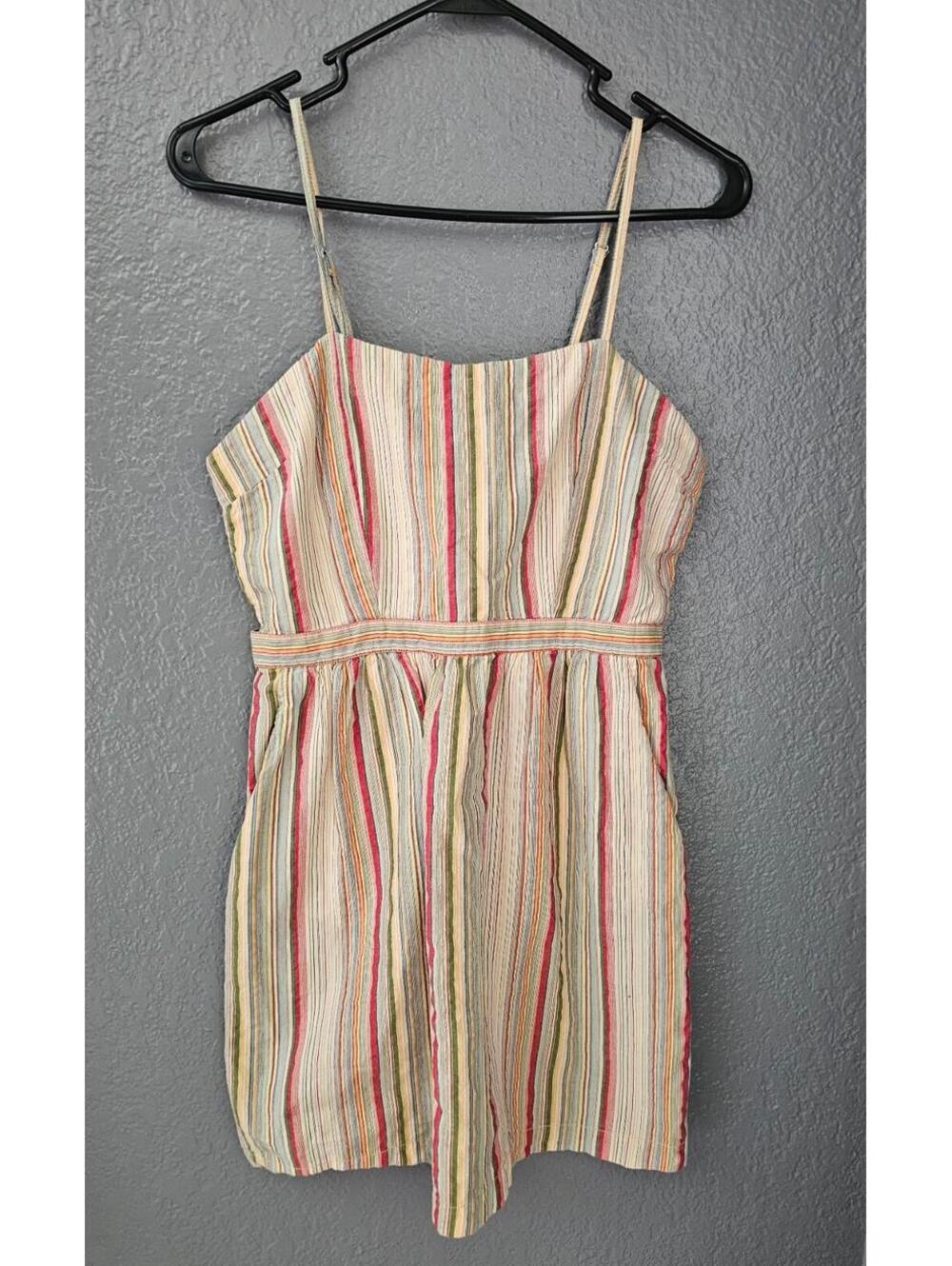 Women's Forever 21 Spaghetti Strap Dress Striped Size Small Multicolor Pockets